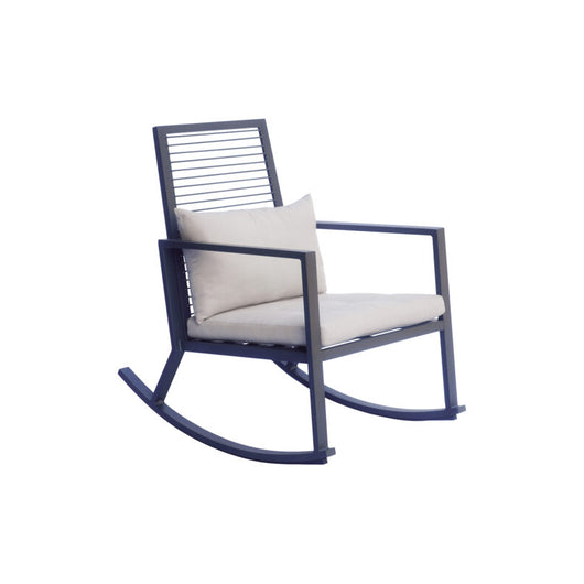 Sedia a dondolo MOIA con schienale in corda antracite