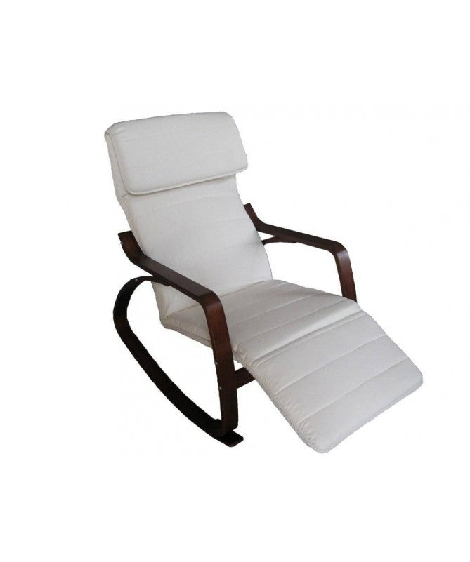 Dondolo imbottito con poggiapiedi regolabile cuscino crema cm 67x110/127h95