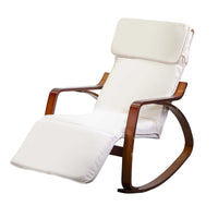 Dondolo imbottito con poggiapiedi regolabile cuscino crema cm 67x110/127h95