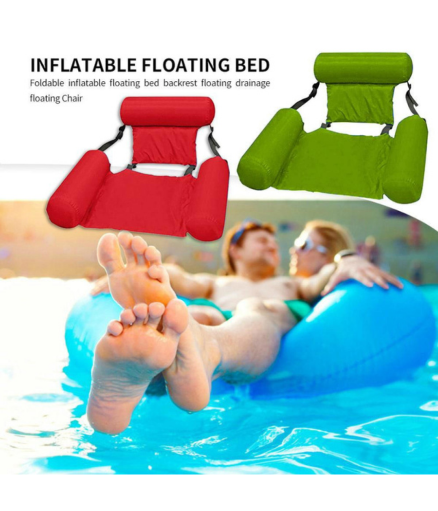 Sedia A Sdraio Gonfiabile Amaca Per Mare Piscina Galleggiante Pieghevole 120cm         