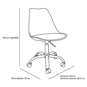 LÚZETE - SEDIA A TORRE NERA/CUSCINO DA SCRIVANIA BIANCO