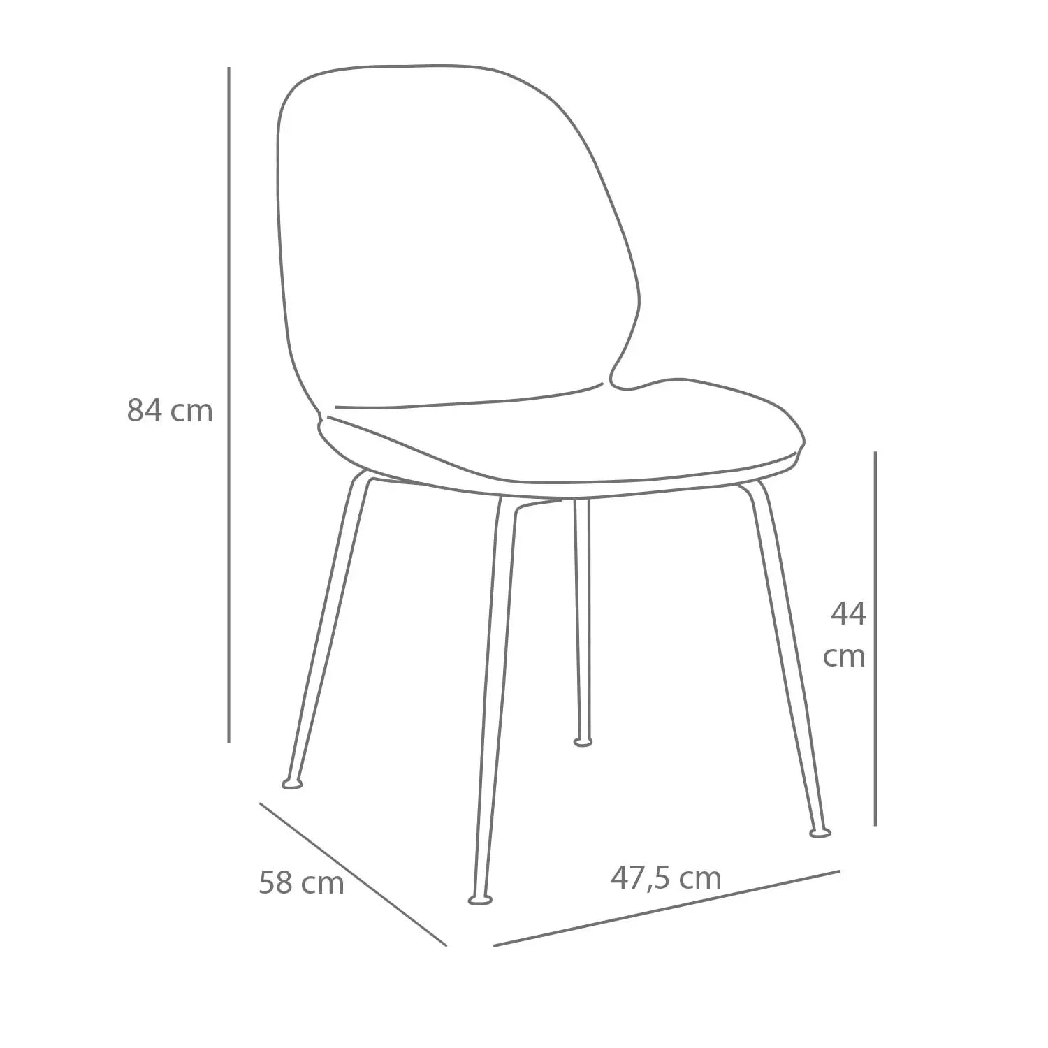 SEDIA ASHCROFT TESSUTO COLOR SABBIA CON GAMBE NERE