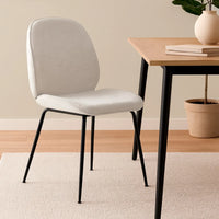 SEDIA ASHCROFT TESSUTO COLOR SABBIA CON GAMBE NERE