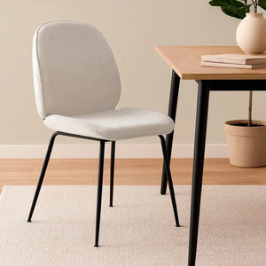 SEDIA ASHCROFT TESSUTO COLOR SABBIA CON GAMBE NERE