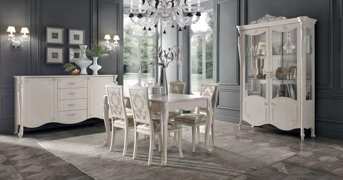 Sedia barocca imbottita legno bianco anticato 50x54x102 - Mobili 2G