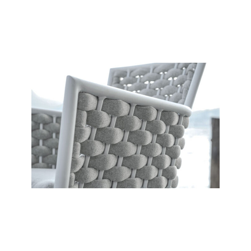 Sedia Bologna Contract In Alluminio Bianco E Corda Per Esterni Imbottita Beige Moia