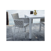 Sedia Bologna Contract In Alluminio Bianco E Corda Per Esterni Imbottita Beige Moia