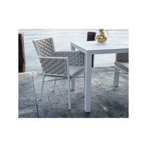 Sedia Bologna Contract In Alluminio Bianco E Corda Per Esterni Imbottita Beige Moia