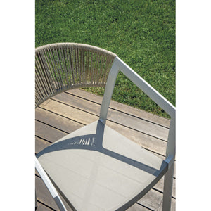 Sedia Cagliari Contract In Alluminio Bianco - Schienale In Wicker Canapa - Seduta In Textilene Coffee Moia