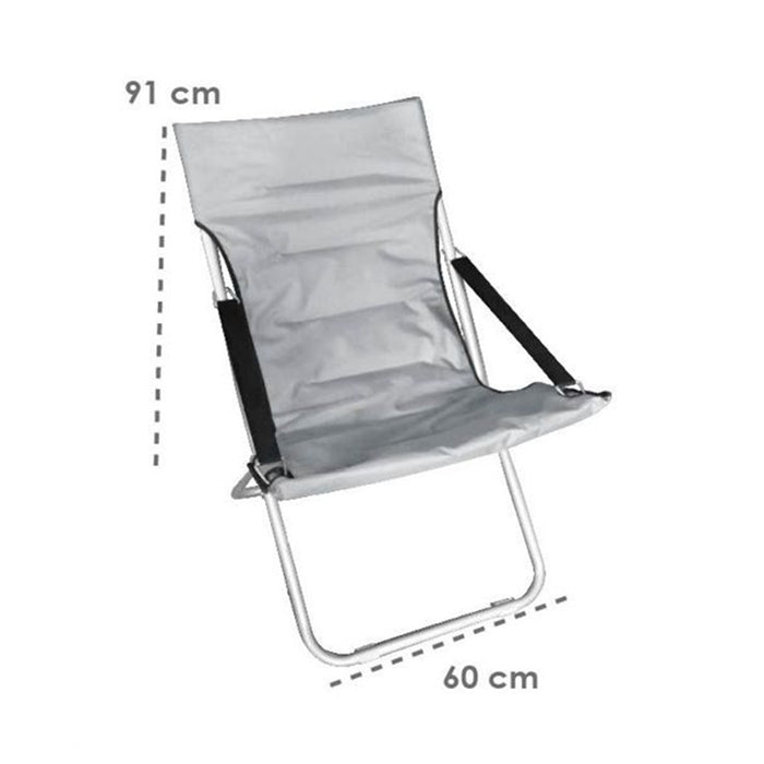 Trade Shop - Sedia Canapone In Poliestere Grigio Imbottita Pieghevole Sdraio Giardino Veranda 281027 -        