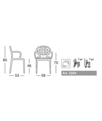 Sedia con braccioli set da 4 in tecnopolimero rinforzato Colette Made in Italy SCAB DESIGN - Tortora 15