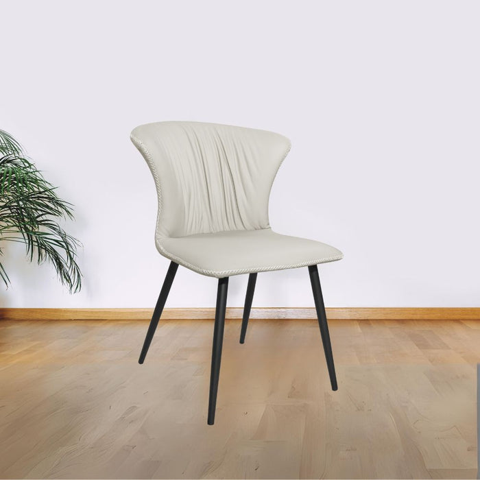 Set 2 Sedie con gambe in metallo nero e schienale avvolgente beige Core
