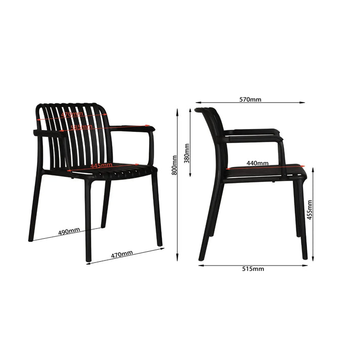 LÚZETE - SEDIA DA GIARDINO CON BRACCIOLI IMPILABILE BIANCA EOLIA