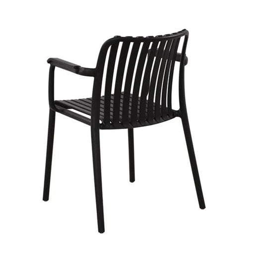 LÚZETE - SEDIA DA GIARDINO CON BRACCIOLI IMPILABILE NERA EOLIA