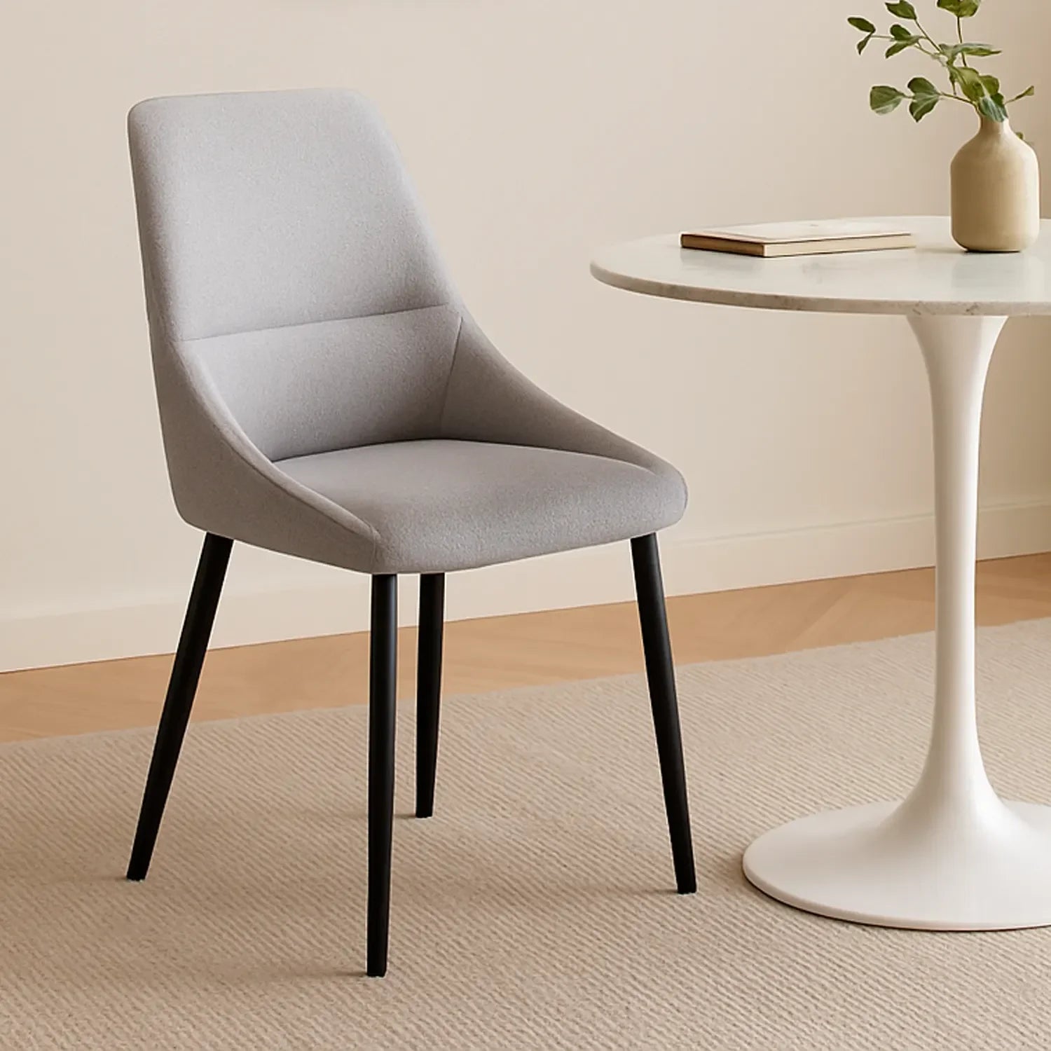 SEDIA DA PRANZO ADNEY TESSUTO GRIGIO GAMBE NERE