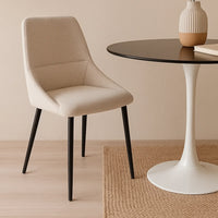 SEDIA DA PRANZO ADNEY TESSUTO SABBIA GAMBE NERE