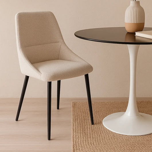 SEDIA DA PRANZO ADNEY TESSUTO SABBIA GAMBE NERE