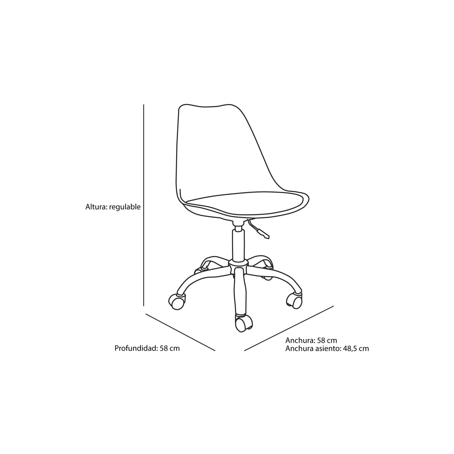 LÚZETE - SEDIA DA SCRIVANIA A TORRE NERA