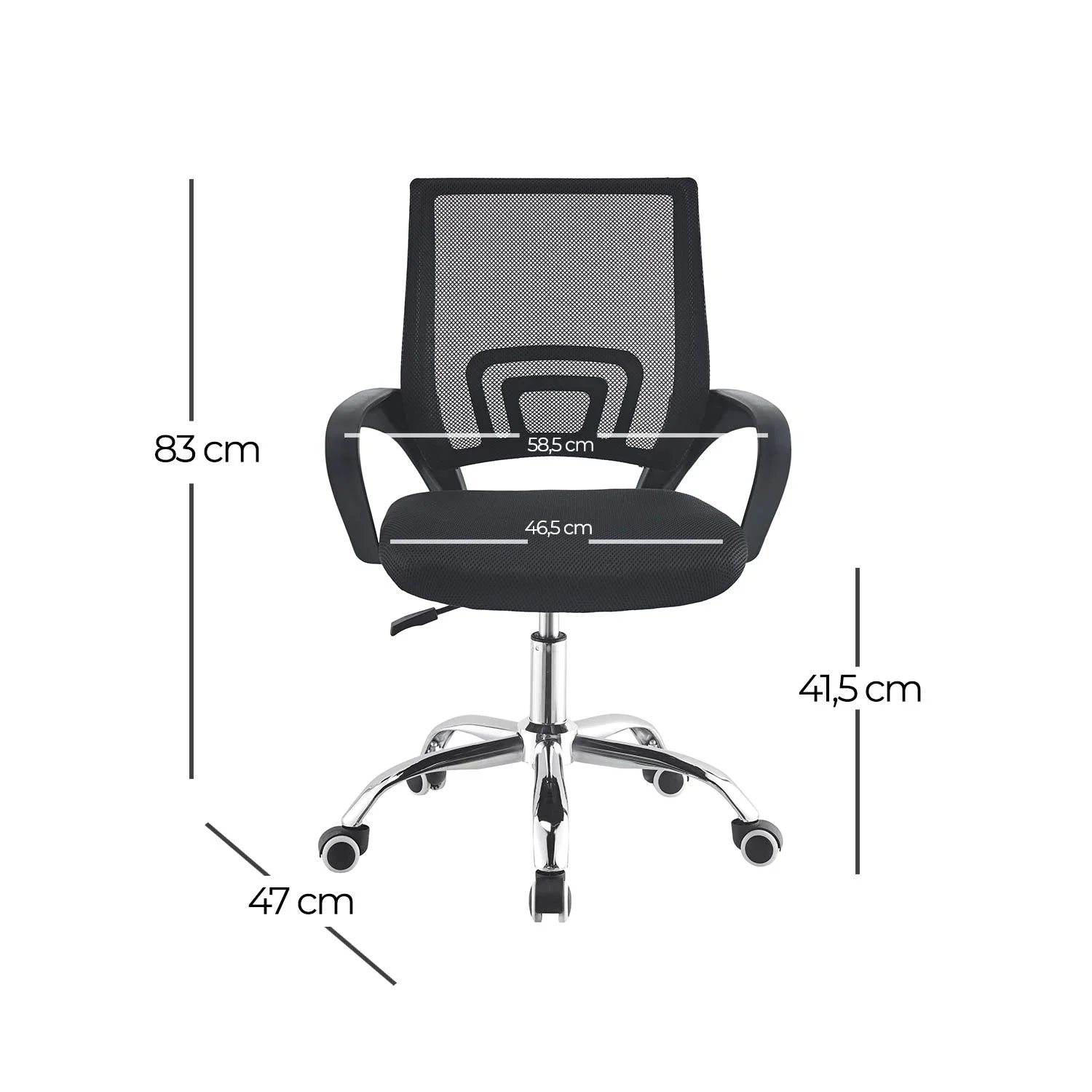 LÚZETE - SEDIA DA SCRIVANIA AETHELRED NERO CROMO