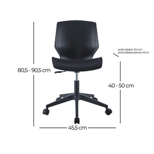 LÚZETE - SEDIA DA UFFICIO LAWRENCE CON ROTELLE NERA