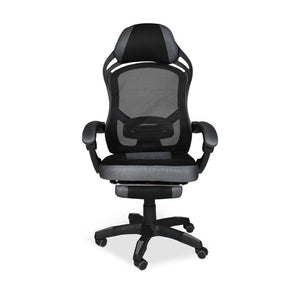 Sedia gaming Gandi con poggiapiedi estensibile e schienale in rete nero