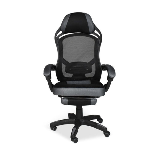 Sedia gaming Gandi con poggiapiedi estensibile e schienale in rete nero