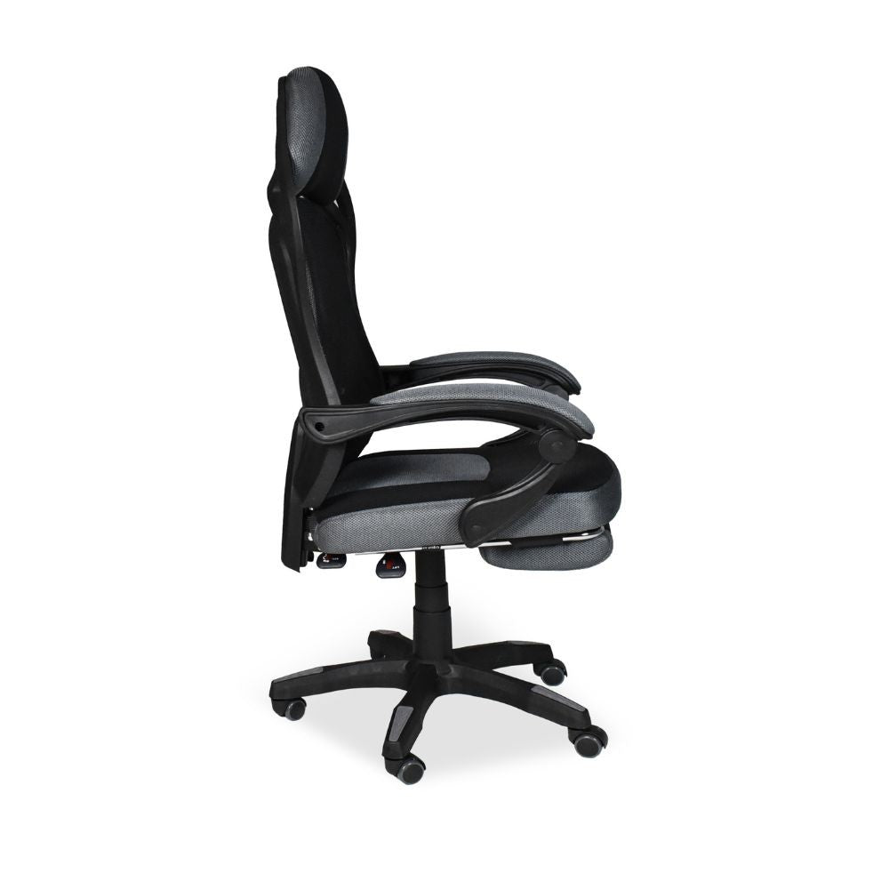 Sedia gaming Gandi con poggiapiedi estensibile e schienale in rete nero