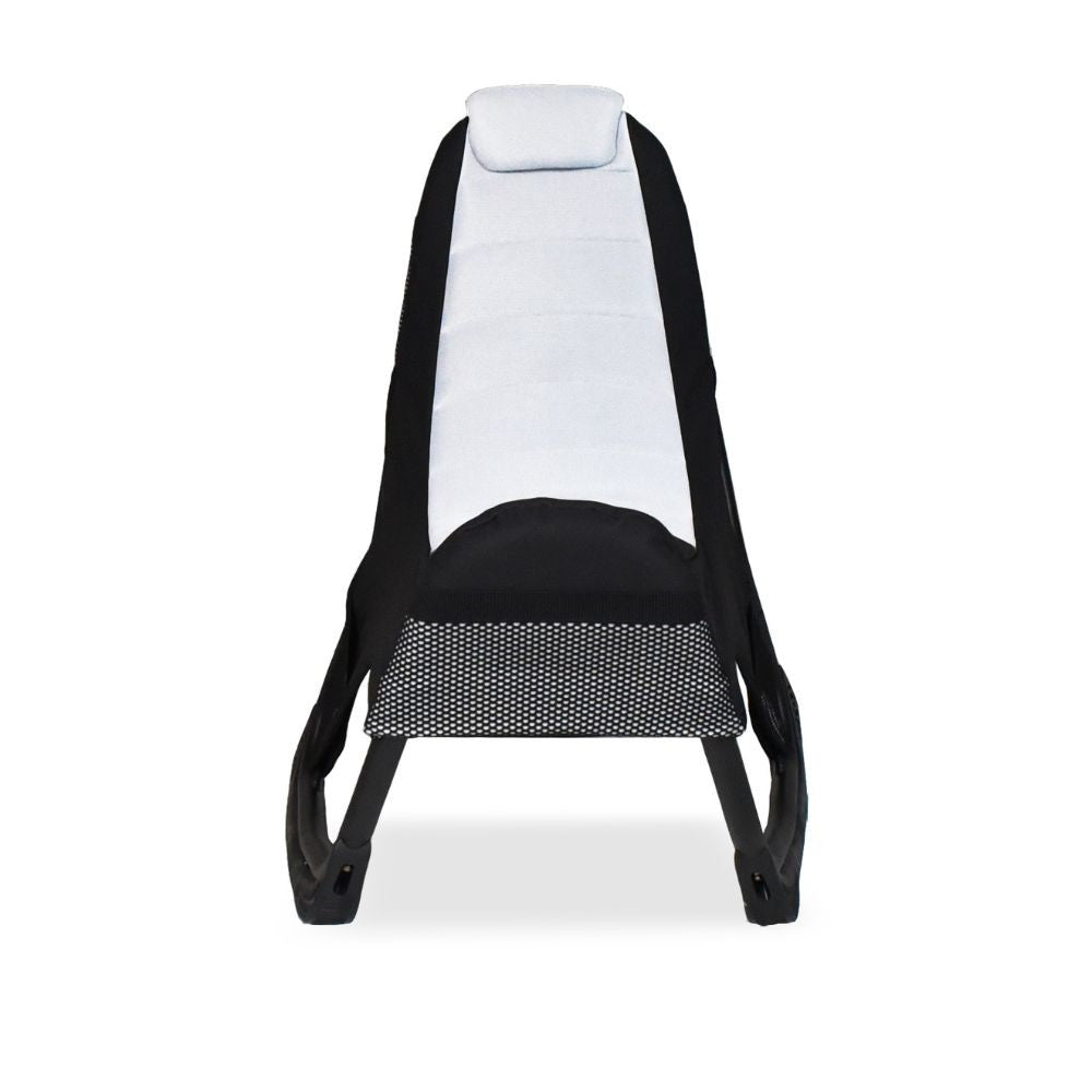 Sedia gaming Rocky in tessuto bicolore con base curva – Nero e bianco