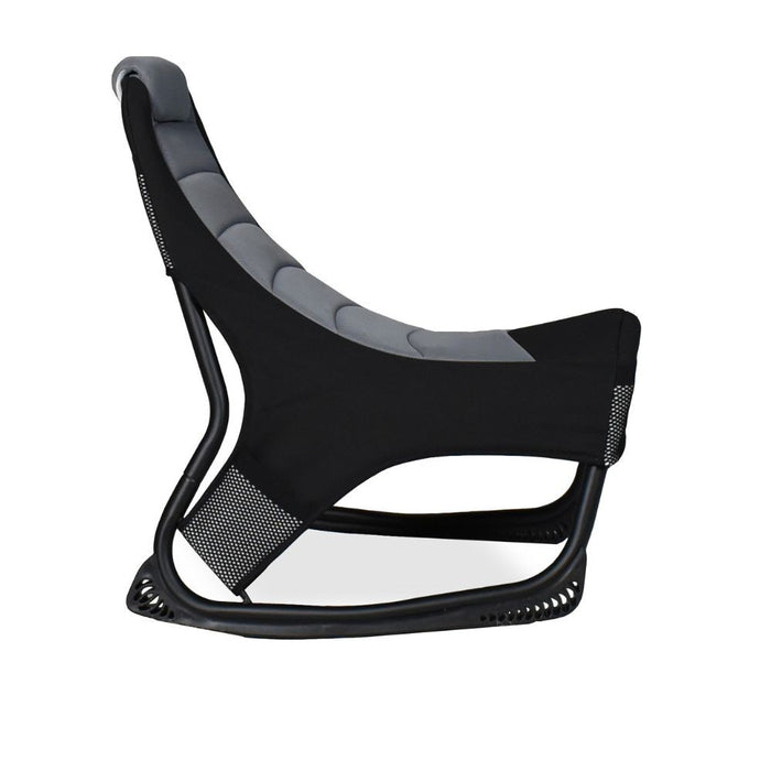 Sedia gaming Rocky in tessuto bicolore con base curva – Nero e Grigio