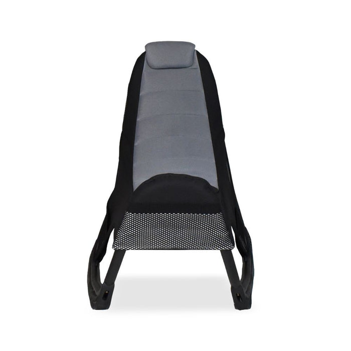 Sedia gaming Rocky in tessuto bicolore con base curva – Nero e Grigio