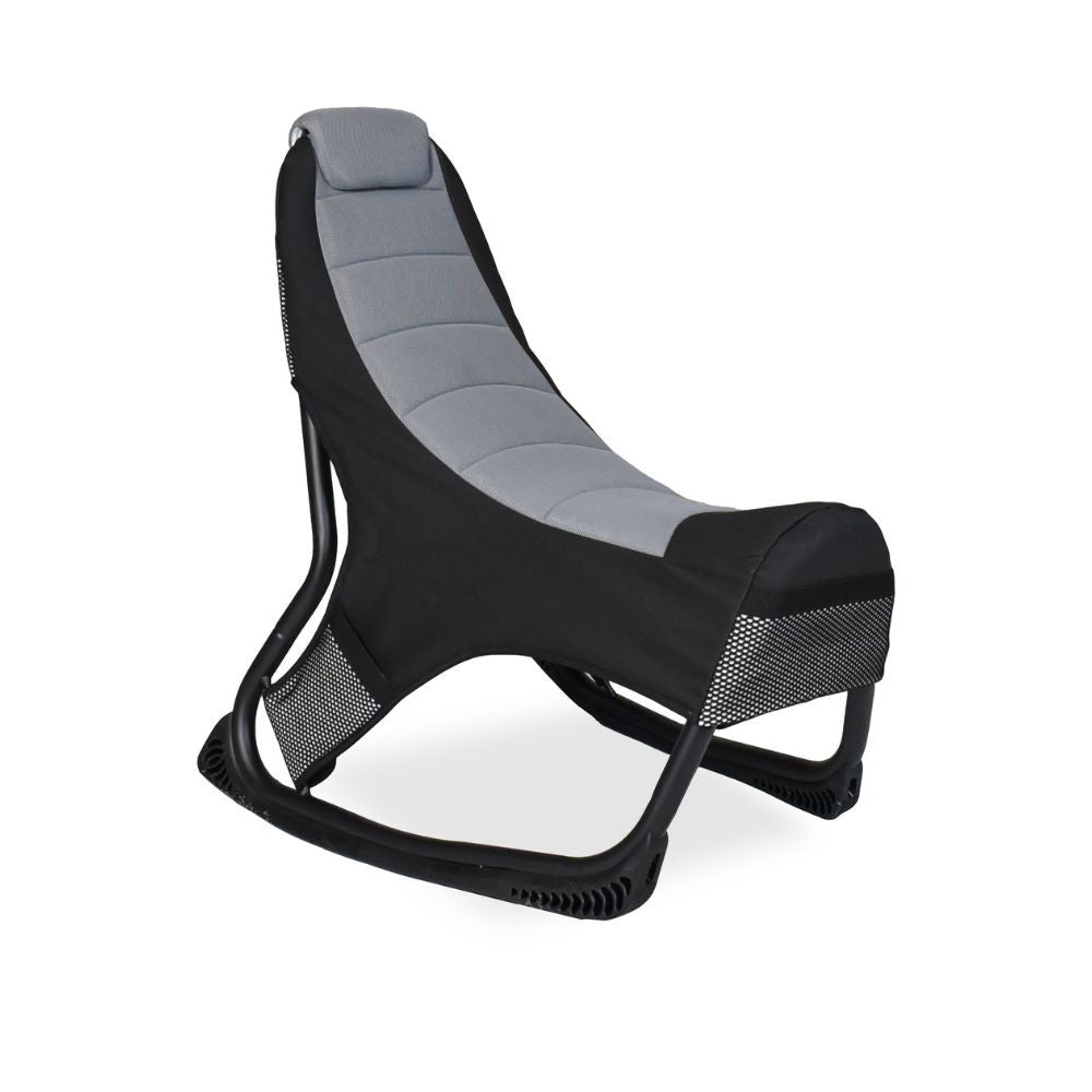 Sedia gaming Rocky in tessuto bicolore con base curva – Nero e Grigio