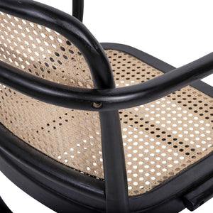 LÚZETE - SEDIA HANNAH CON BRACCIOLI IN LEGNO NERO RATTAN