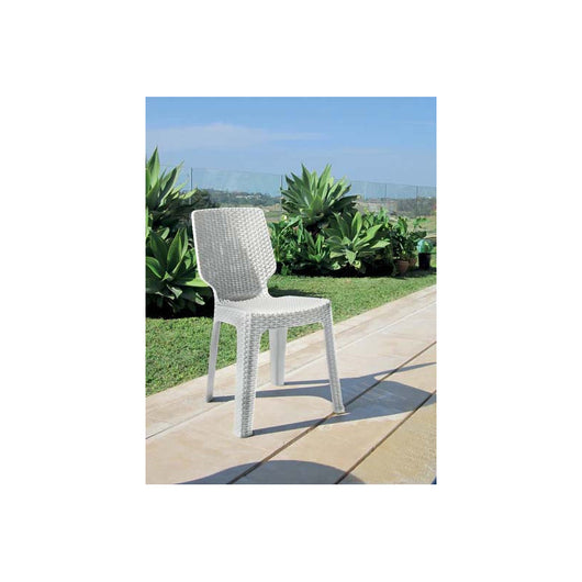 Sedia in Resina Effetto Rattan Keter T-Chiar Bianca