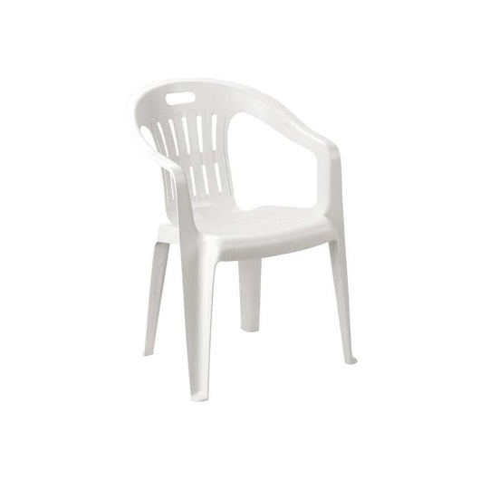 Sedia in Resina Monoblocco Impilabile da Esterno-Giardino Piona Bianco
