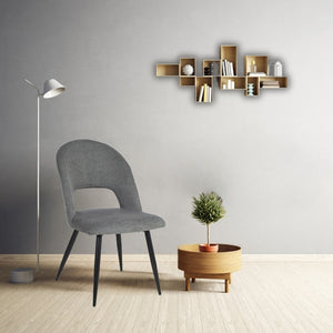 Set 2 Sedia in tessuto grigio e gambe nere Lunetta