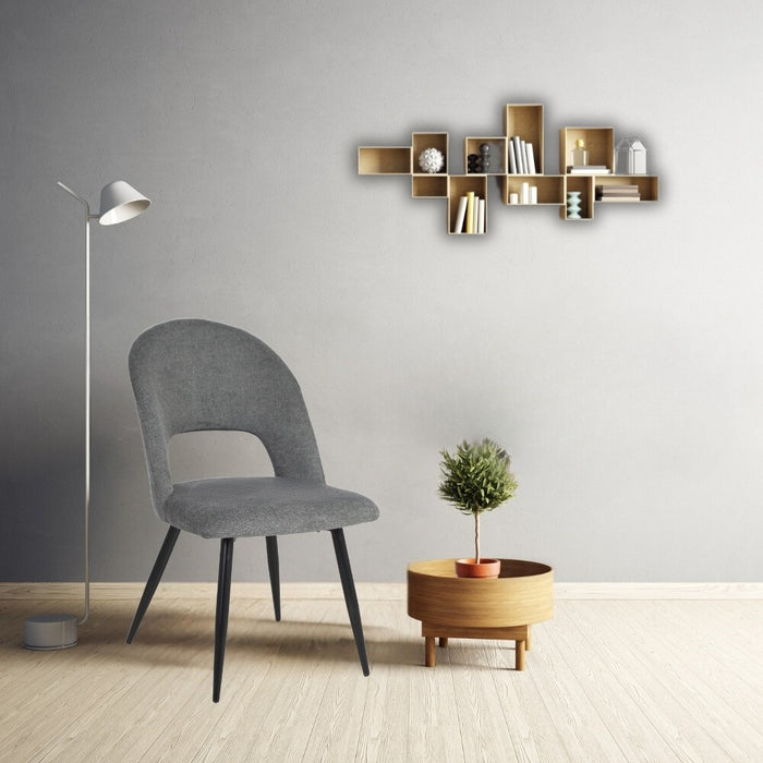 Set 2 Sedia in tessuto grigio e gambe nere Lunetta