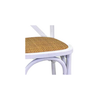 Sedia legno cross bianco antico seduta intreccio impilabile cm50x50h46,5/88