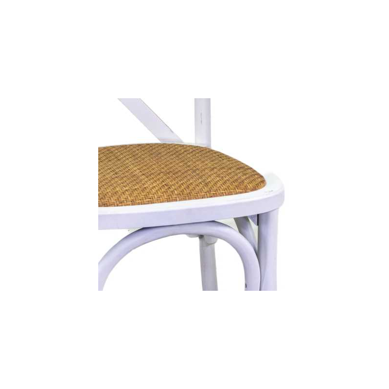 Sedia legno cross bianco antico seduta intreccio impilabile cm50x50h46,5/88