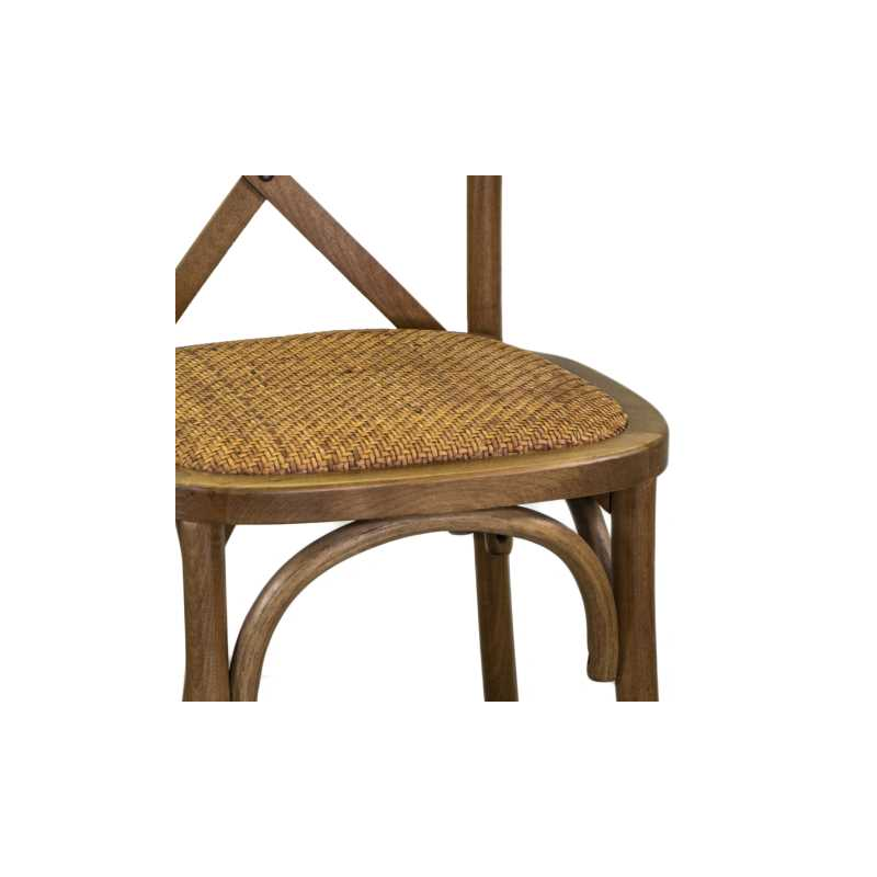 Sedia legno cross marrone chiaro sedutaintreccio impilabile cm 50x50h46,5/88