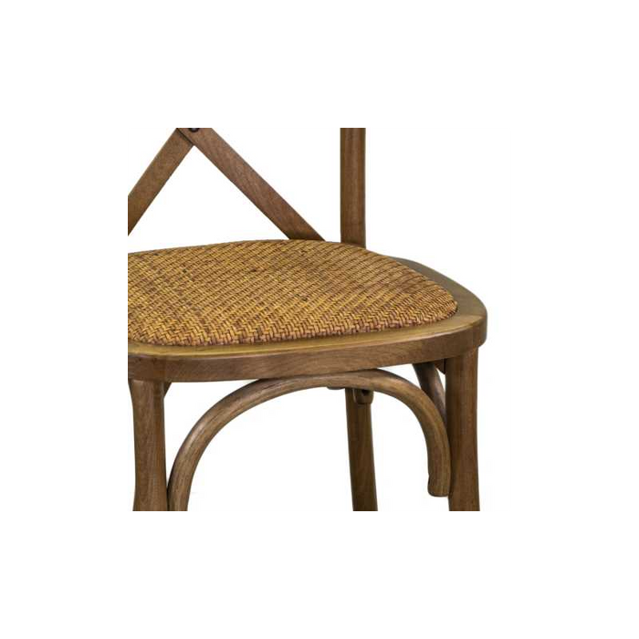 Sedia legno cross marrone chiaro sedutaintreccio impilabile cm 50x50h46,5/88