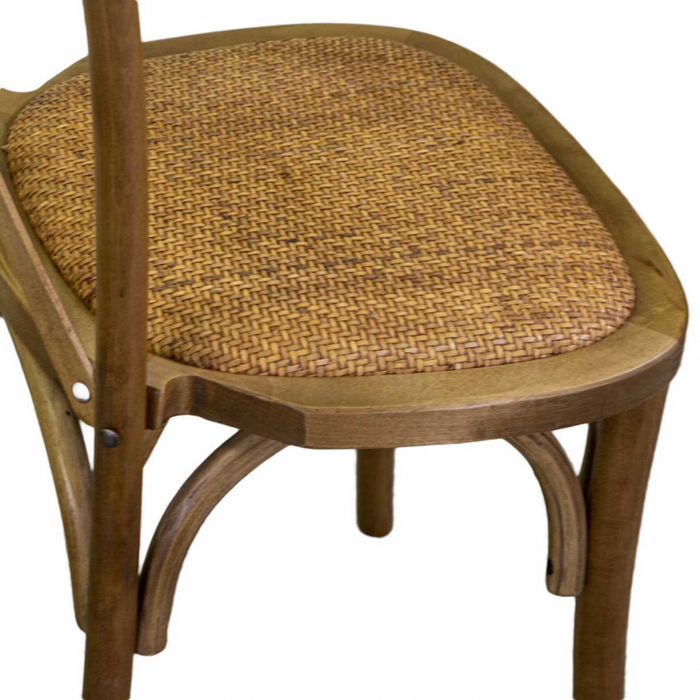 Sedia legno cross marrone chiaro sedutaintreccio impilabile cm 50x50h46,5/88