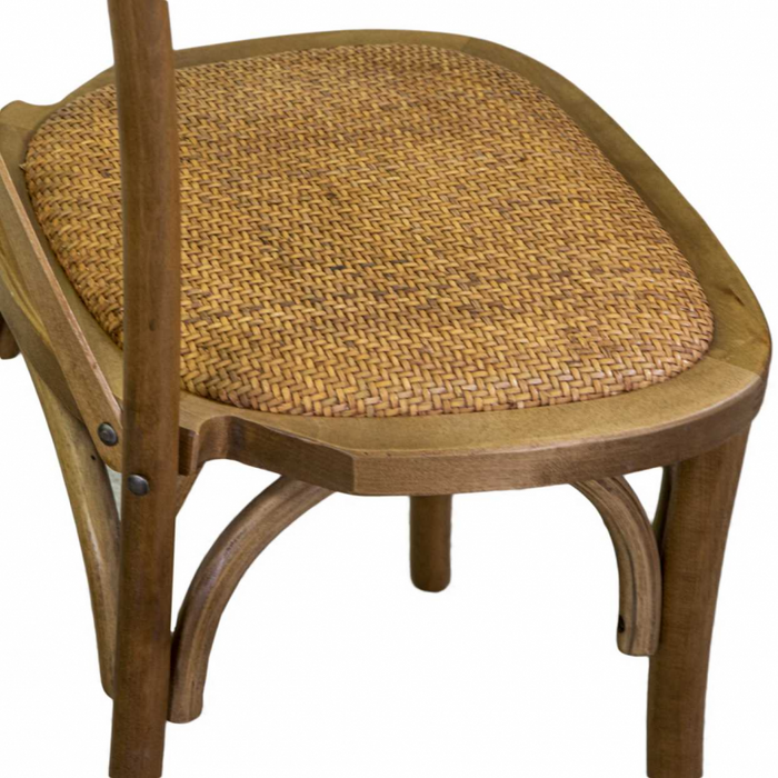 Sedia legno cross marrone chiaro sedutaintreccio impilabile cm 50x50h46,5/88