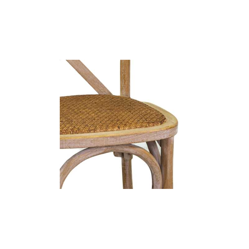 Sedia legno cross naturale seduta intreccio impilabile cm 51x55h46,5/89