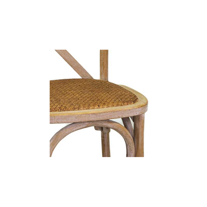 Sedia legno cross naturale seduta intreccio impilabile cm51x55h46,5/89