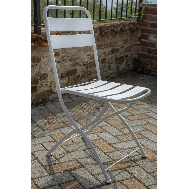 Sedia metallo rovigo pieghevole bianco cm 44x53h45/86