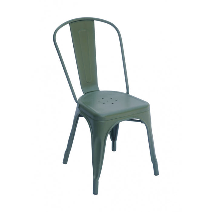 Set Di 4 Sedie Lamiera Impilabile Verde Militare Moia