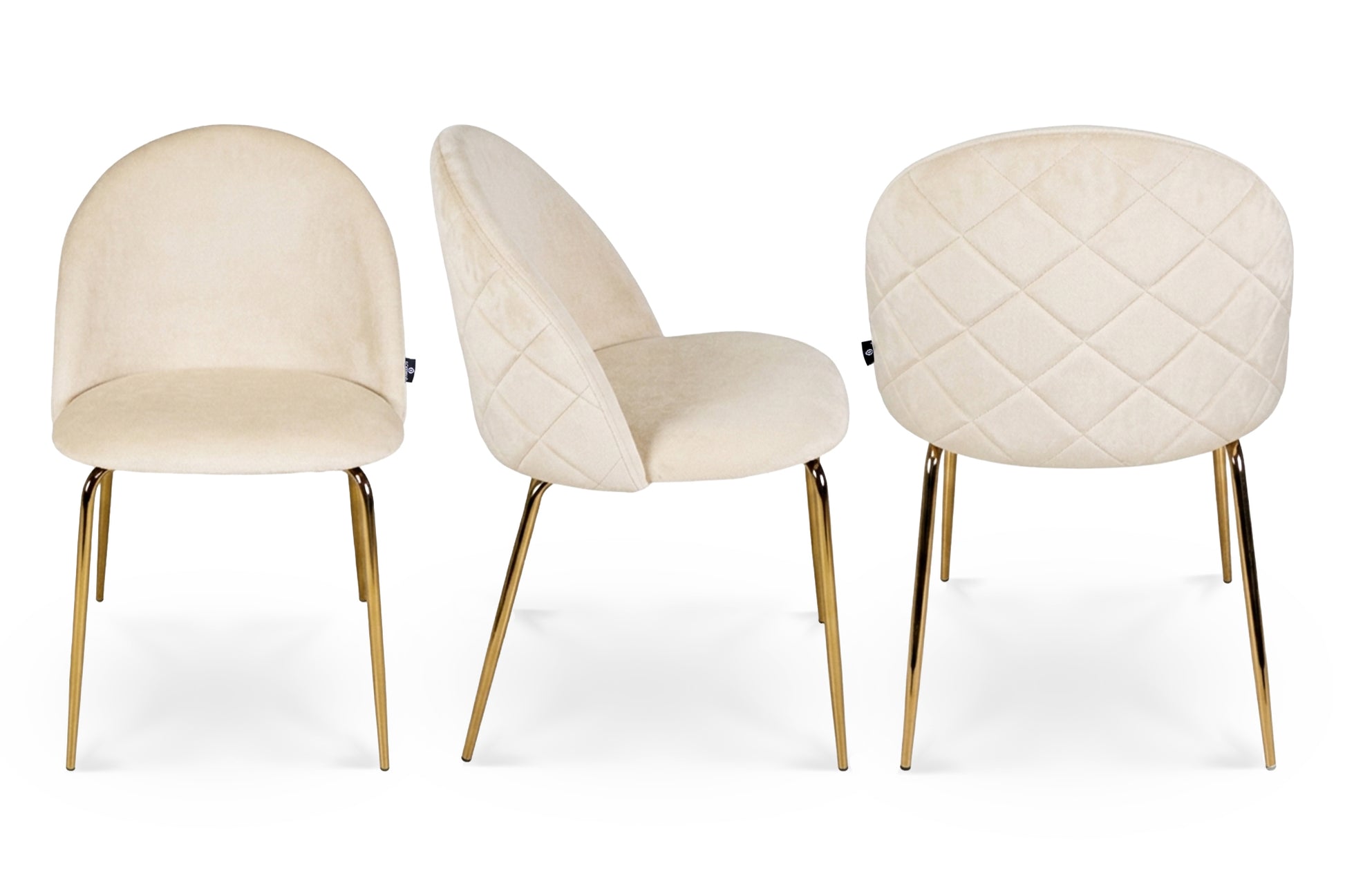 Set di 2 sedie da pranzo imbottite in velluto beige - Nicole - SD11NIG