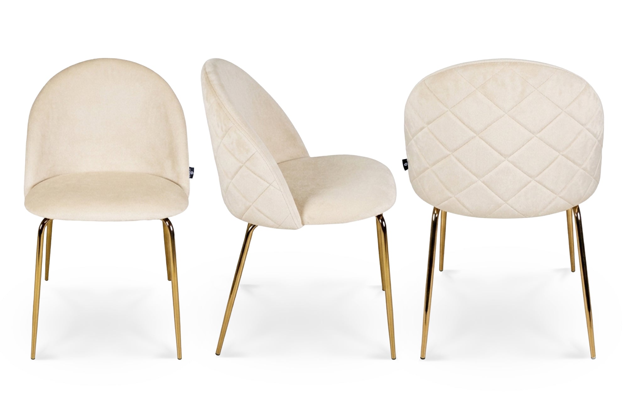 Set di 2 sedie da pranzo imbottite in velluto beige - Nicole - SD11NIG