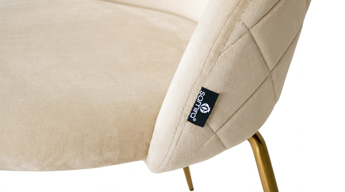 Set di 2 sedie da pranzo imbottite in velluto beige - Nicole - SD11NIG