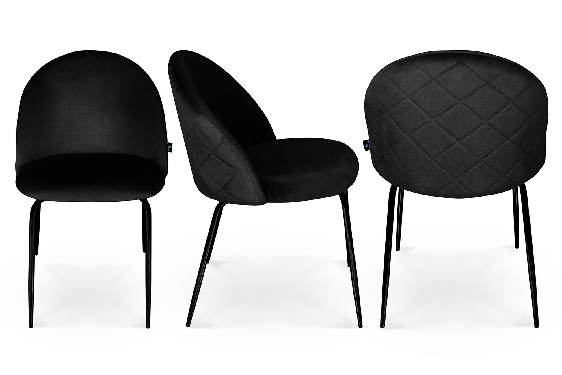 Set di 2 sedie da pranzo imbottite in velluto nero – Nicole - SD10NIPN